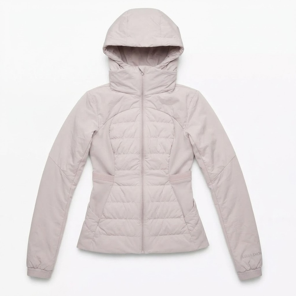 Lululemon Down For It All Jacket Womens Size 6 Pink Lavender Goose Down Hooded